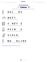 Aperçu de la feuille de travail imprimable Cubisme