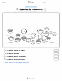 Vista previa de la hoja de trabajo imprimible de Estados de la Materia (sólido, líquido, gas)