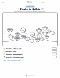 Prévia da folha de atividades imprimível Estados da Matéria (sólido, líquido, gasoso)