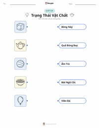 Tài liệu in sẵn Các trạng thái của vật chất (rắn, lỏng, khí) cho trẻ em