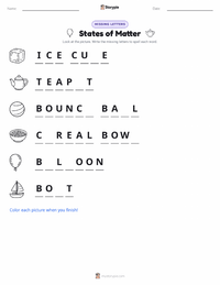 States of Matter printable worksheet preview