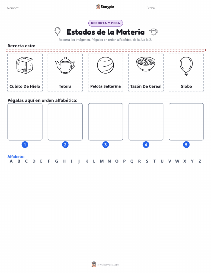 Cortar y Pegar el Alfabeto