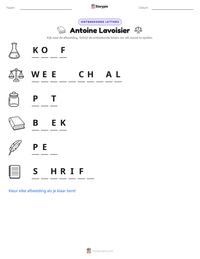Antoine Lavoisier afdrukbare werkblad voorbeeld