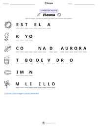 Vista previa de la hoja de trabajo imprimible de Plasma