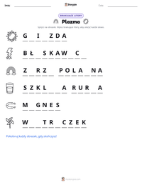 Podgląd drukowalnego arkusza ćwiczeń Plazma