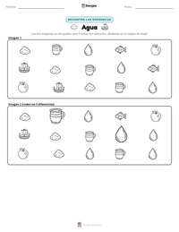 Vista previa de la hoja de trabajo imprimible de Agua