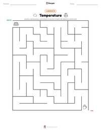Vista previa de la hoja de trabajo imprimible de Temperatura