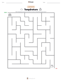 Aperçu de la feuille de travail imprimable Température