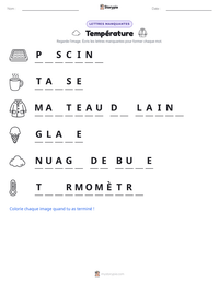Aperçu de la feuille de travail imprimable Température