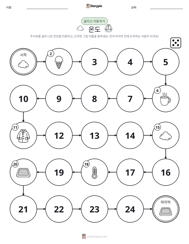 주사위 굴리고 이동하기 게임