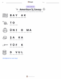 Amerikan İç Savaşı yazdırılabilir çalışma sayfası önizlemesi