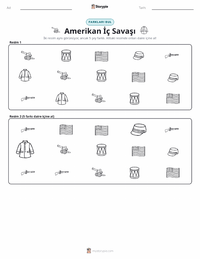 Amerikan İç Savaşı yazdırılabilir çalışma sayfası önizlemesi