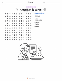 Amerikan İç Savaşı yazdırılabilir çalışma sayfası önizlemesi