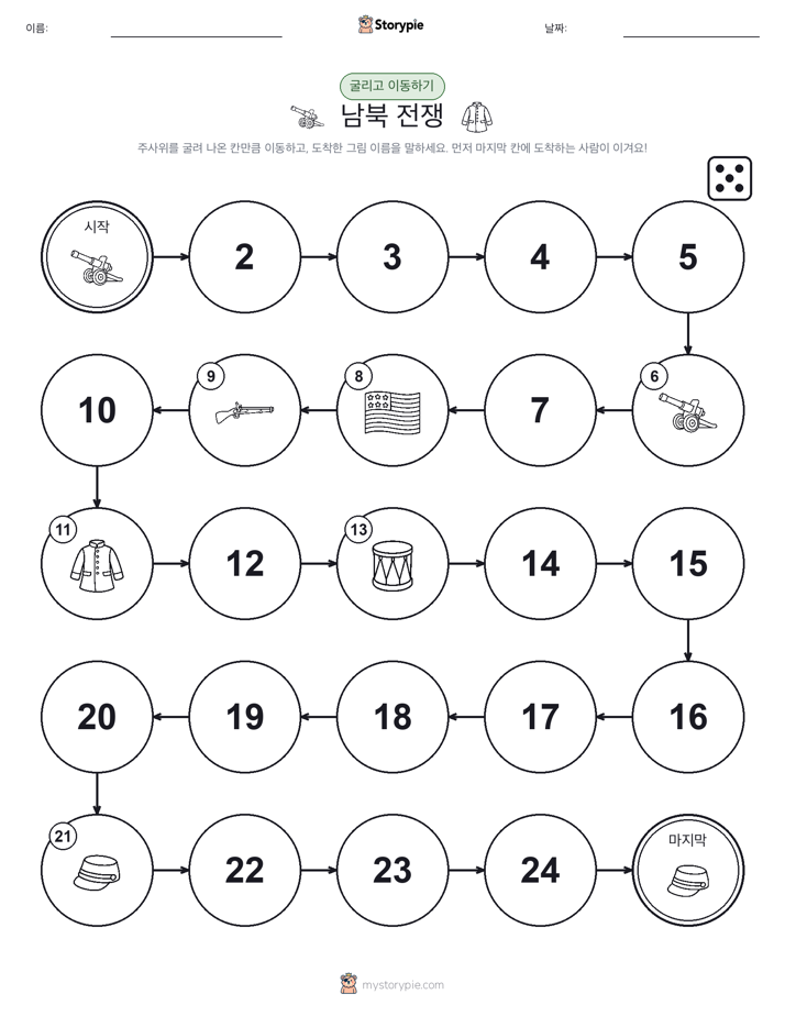 주사위 굴리고 이동하기 게임