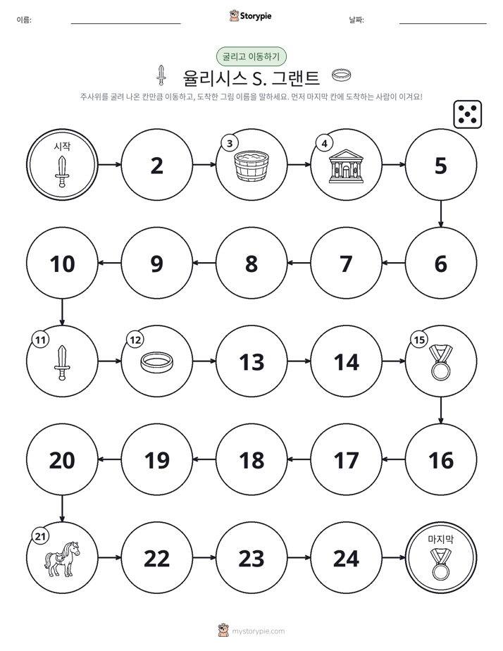 주사위 굴리고 이동하기 게임