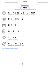 Atom printable worksheet preview