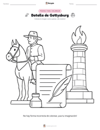 Página para colorear de Batalla de Gettysburg para niños