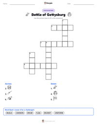 Battle of Gettysburg printable worksheet preview