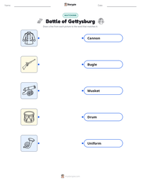 Battle of Gettysburg printable worksheet for kids