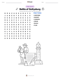 Battle of Gettysburg printable worksheet preview