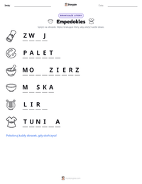 Podgląd drukowalnego arkusza ćwiczeń Empedokles
