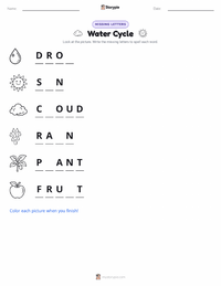 Water Cycle printable worksheet preview