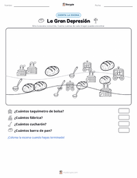 Vista previa de la hoja de trabajo imprimible de Gran Depresión