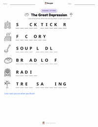 The Great Depression printable worksheet preview