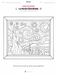 Vista previa de la hoja de trabajo imprimible de La noche estrellada