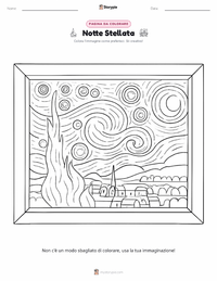 Pagina da colorare di Notte Stellata per bambini