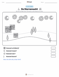 De Sterrennacht afdrukbare werkblad voorbeeld