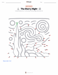 The Starry Night printable worksheet preview