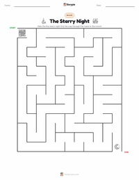 The Starry Night printable worksheet preview