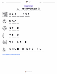 The Starry Night printable worksheet preview