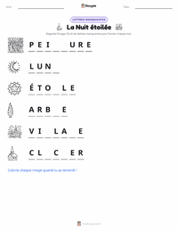 Aperçu de la feuille de travail imprimable La Nuit étoilée