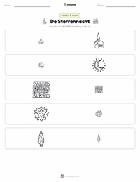 De Sterrennacht afdrukbare werkblad voorbeeld
