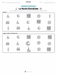 Vista previa de la hoja de trabajo imprimible de La noche estrellada