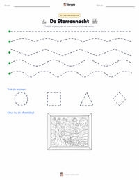 De Sterrennacht afdrukbare werkblad voorbeeld
