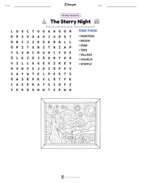 The Starry Night printable worksheet preview
