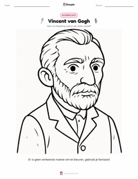 Vincent van Gogh afdrukbare werkblad voorbeeld