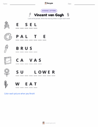 Vincent van Gogh printable worksheet preview