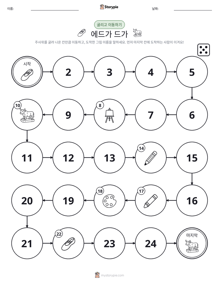 주사위 굴리고 이동하기 게임
