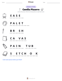 Camille Pissarro printable worksheet preview