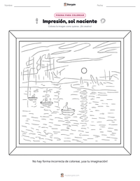 Vista previa de la hoja de trabajo imprimible de Impresión, sol naciente