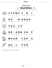 Great Britain printable worksheet preview