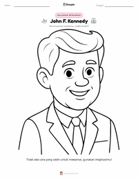 Halaman mewarnai John F. Kennedy untuk anak-anak