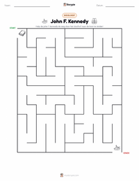 John F. Kennedy afdrukbare werkblad voorbeeld