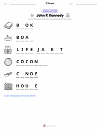 John F. Kennedy printable worksheet preview