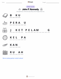 Prabaca lembar kerja cetak John F. Kennedy