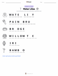 Water Lilies printable worksheet preview